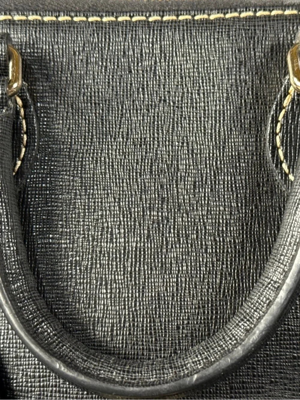 Dooney & Bourke Saffiano Leather Black Handbag with Gold Plaque